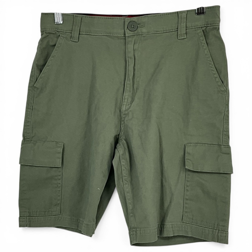 Levis Boys Cargo Shorts Olive Green Sz 16 Regular Adjustable Waist Casual Denim